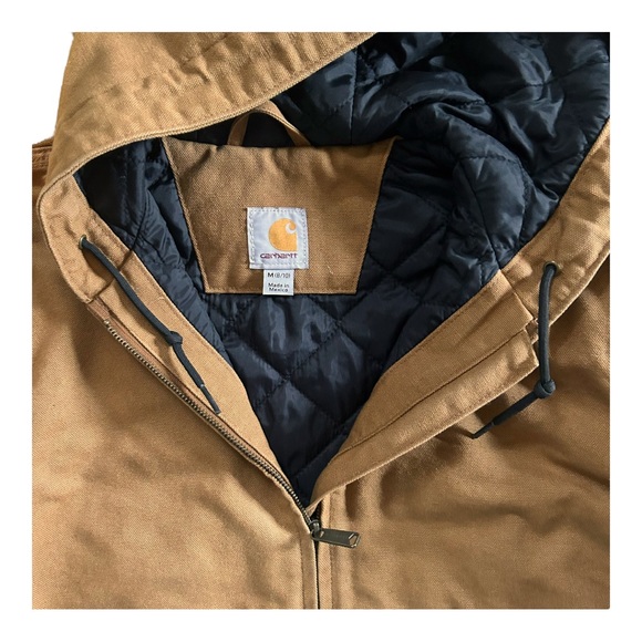 Cathartt Loose Fit Insulated Duck Jacket Brown Ribbed Sleeve Winter Coat M - Picture 5 of 8